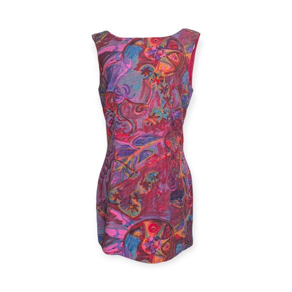 Eclectic 90s Mini Dress Size 6 Length 32" Lined Zip Rayon floral - Picture 1 of 7